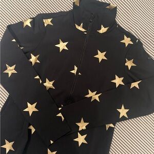 Goldbergh Black and Gold Star Zip Ski Base Layer